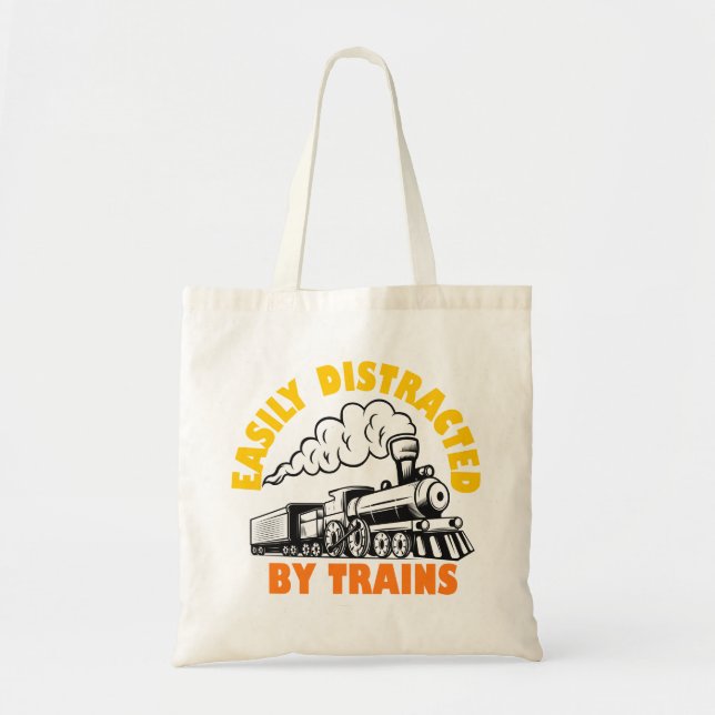 Easily Distracted By Trains Tote Bag (Front)