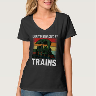Easily Distracted By Trains Trainspotting Trainsp T-Shirt