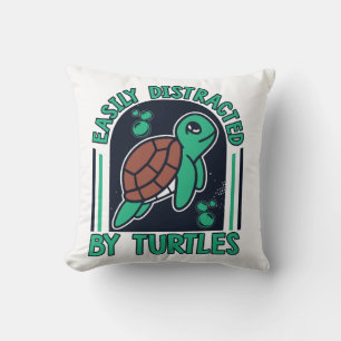 Easily Distracted By Turtles Alligator Snapping Co Cushion