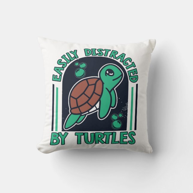 Easily Distracted By Turtles Alligator Snapping Co Cushion (Front)