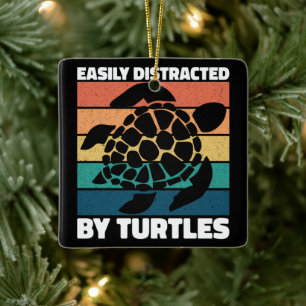 Easily Distracted By Turtles Cool Sea Animal Funny Ceramic Ornament