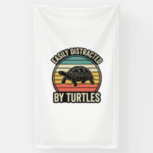 Easily Distracted By Turtles Vintage Graphic Shirt Banner