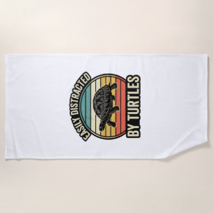 Easily Distracted By Turtles Vintage Graphic Shirt Beach Towel