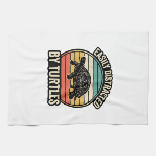 Easily Distracted By Turtles Vintage Graphic Shirt Tea Towel
