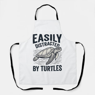 Easily Distracted By Turtles Vintage Shirt Design_ Apron