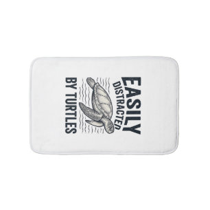 Easily Distracted By Turtles Vintage Shirt Design_ Bath Mat