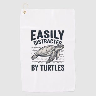 Easily Distracted By Turtles Vintage Shirt Design_ Golf Towel