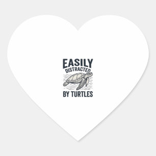 Easily Distracted By Turtles Vintage Shirt Design_ Heart Sticker