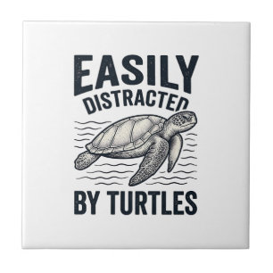 Easily Distracted By Turtles Vintage Shirt Design_ Tile