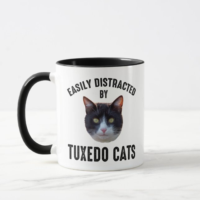 Easily Distracted By Tuxedo Cats Mug (Left)