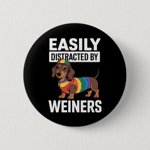 Easily Distracted By Weiners LGBTQ Rainbow Gay 6 Cm Round Badge