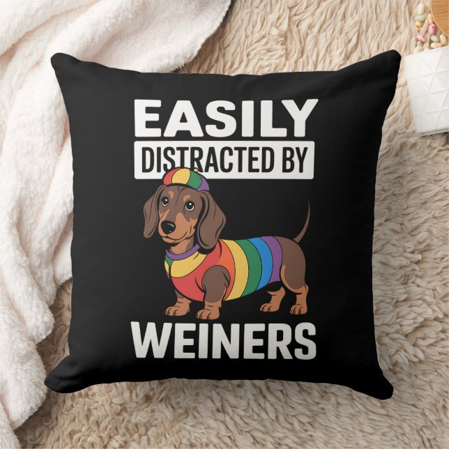 Easily Distracted By Weiners LGBTQ Rainbow Gay Cushion (Blanket)