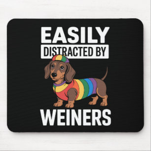 Easily Distracted By Weiners LGBTQ Rainbow Gay Mouse Mat