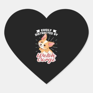 Easily Distracted By Welsh Corgis Heart Sticker