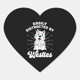 Easily Distracted By West Highland Terriers Heart Sticker