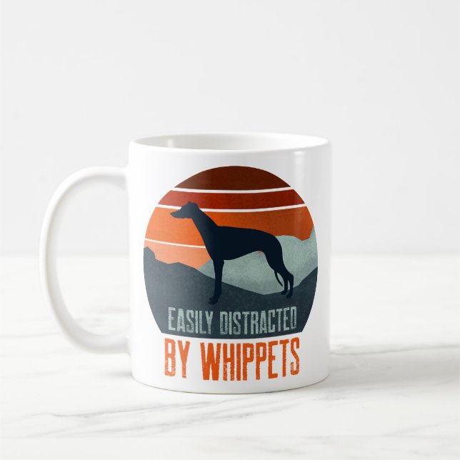 Easily Distracted By Whippets Dog Walking Coffee Mug (Left)
