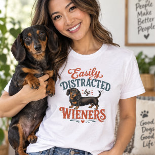 Easily Distracted by Wieners Dachshund Lover Tri-Blend Shirt
