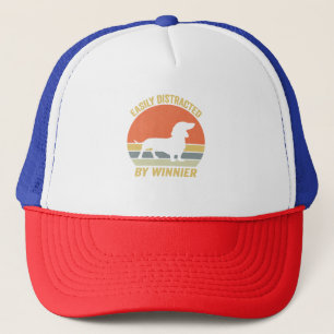 Easily Distracted By Wieners Funny Dachshund Dog Trucker Hat
