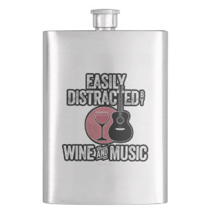 Easily Distracted by Wine and Music Hip Flask