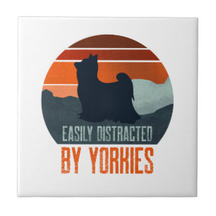 Easily Distracted By Yorkies Dog Walking Tile