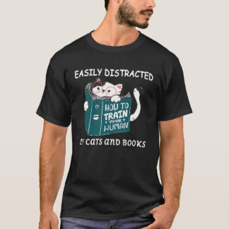 Easily Distracted Cats and Books Kitty Cat T-Shirt