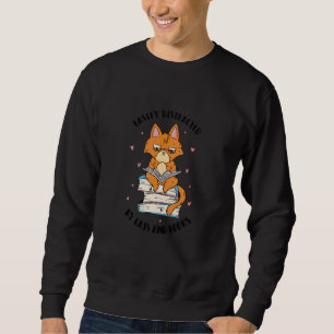Easily Distracted Cats & Books Cool Retro Fun Weir Sweatshirt