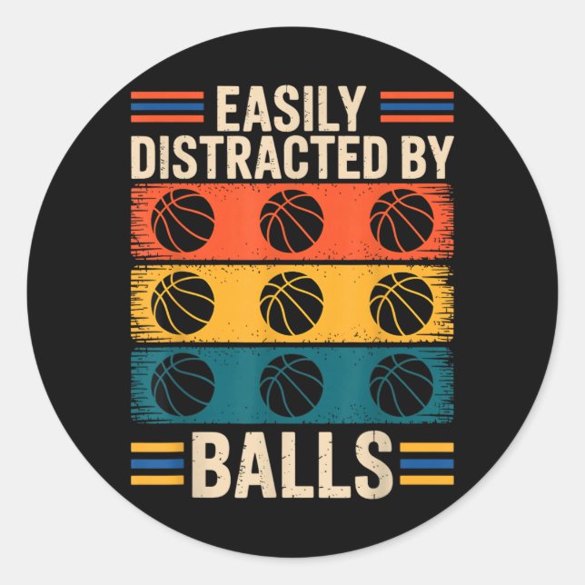 Easily Distracted Classic Round Sticker (Front)
