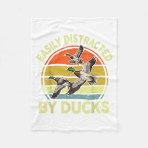 Easily Distracted Duck Hunting Gift Dad Hunter Son Fleece Blanket