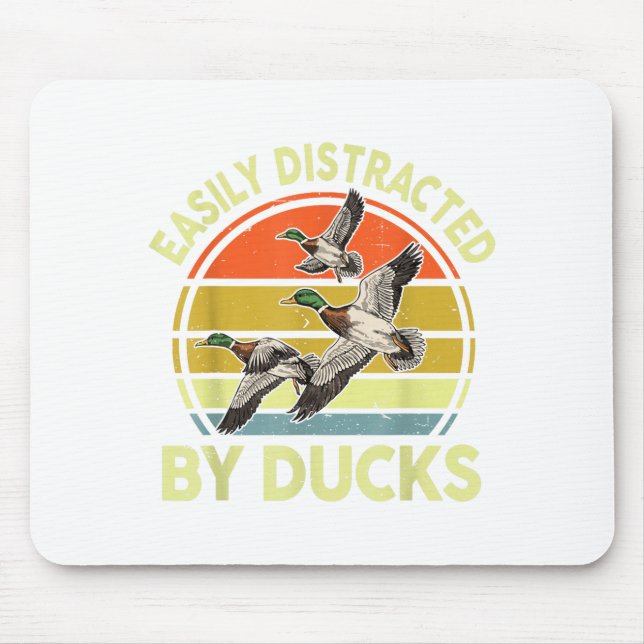 Easily Distracted Duck Hunting Gift Dad Hunter Son Mouse Mat (Front)