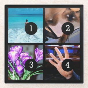 Easily Have Your Own photo collage with 4 images Glass Coaster