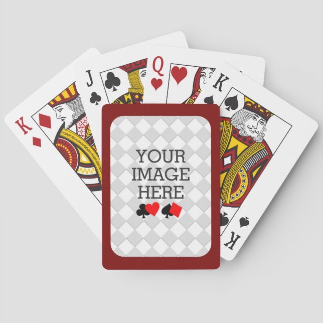 Easily Make Your Own Deck One Step Burgundy Frame Playing Cards (Back)