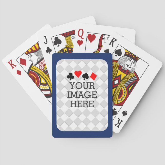 Easily Make Your Own in One Step in Navy Blue Playing Cards (Back)