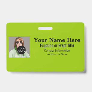 Easily Make Your Own Lime Photo Logo name tag ID Badge