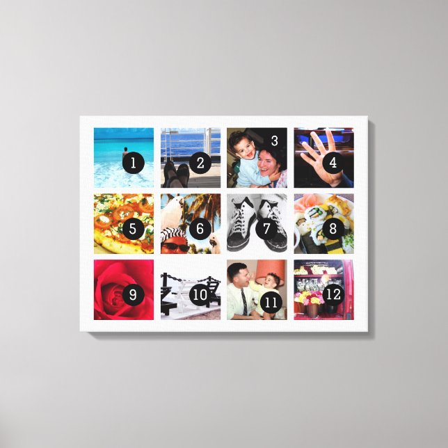 Easily Make Your Own Photo Art with 12 images Canvas Print (Front)