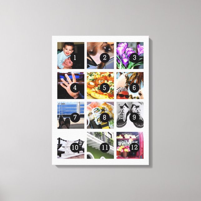 Easily Make Your Own Photo Art with 12 images Canvas Print (Front)