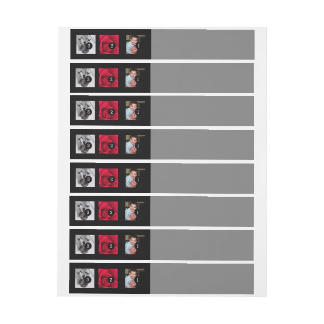 Easily Make Your Own Photo Display with 3 photos Wraparound Address Label (Sheet)