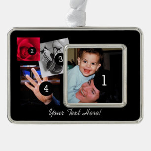 Easily Make Your Own Photo Display with 4 photos Silver Plated Framed Ornament