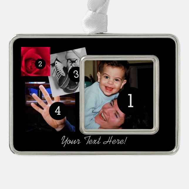 Easily Make Your Own Photo Display with 4 photos Silver Plated Framed Ornament (Front)