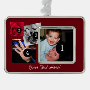 Easily Make Your Own Photo Display with 4 photos Silver Plated Framed Ornament