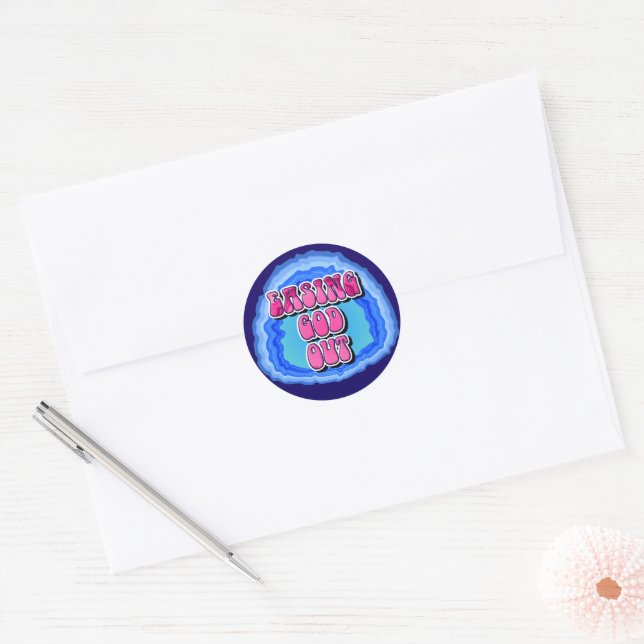 Easing GOD Out Geode 12 Step AA Recovery Slogan Classic Round Sticker (Envelope)