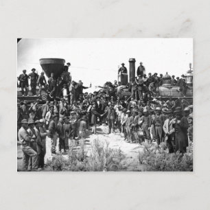 East and West Shaking Hands at Laying Last Rail Postcard