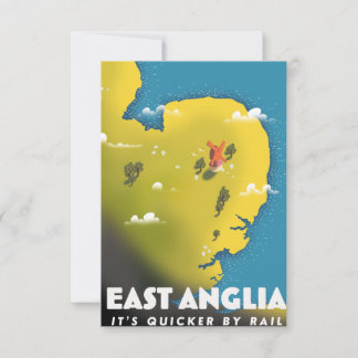 East Anglia travel poster. Postcard