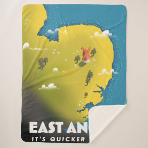 East Anglia travel poster. Postcard Sherpa Blanket