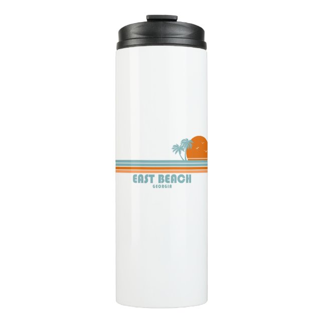 East Beach Georgia Sun Palm Trees Thermal Tumbler (Front)