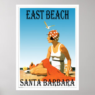 East Beach Santa Barbara, California Retro Beach 1 Poster