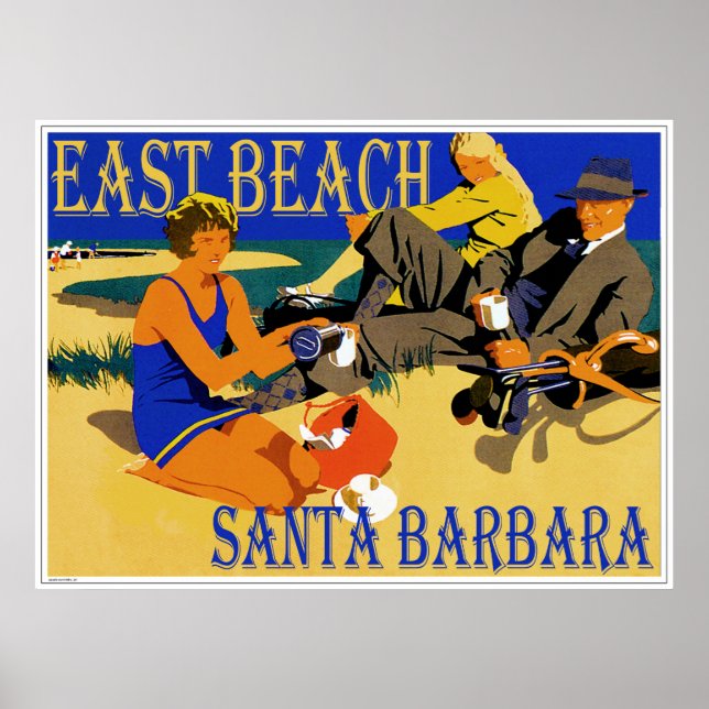 East Beach Santa Barbara, California Retro Beach Poster (Front)