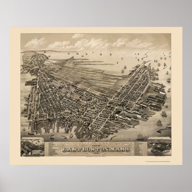 East Boston, MA Panoramic Map - 1879 Poster (Front)