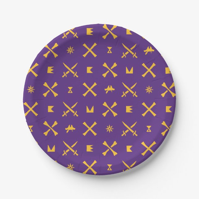 East Carolina University | Pirates Gold Pattern Paper Plate (Front)