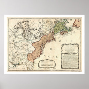 East Coast & Canada Map 1756 Poster