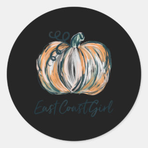 East Coast Girl Watercolor Pumpkin Fall Thanksgivi Classic Round Sticker